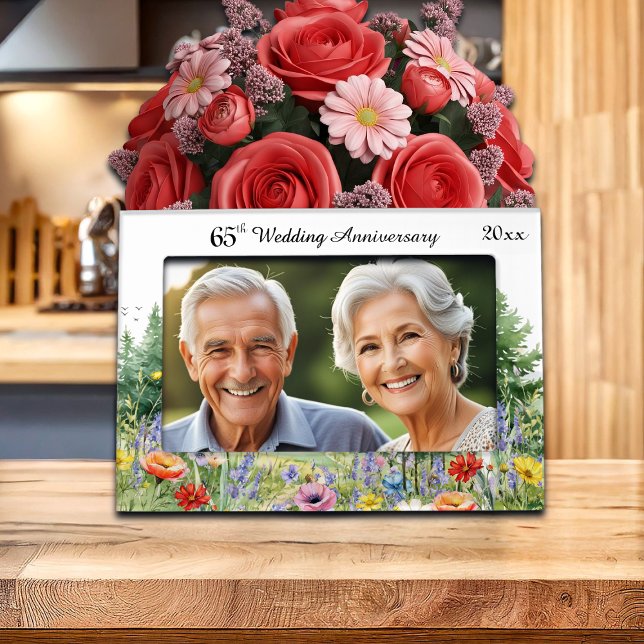 Wildflowers Mountains 65th Wedding Anniversary  Magnetic Frame (Creator Uploaded)