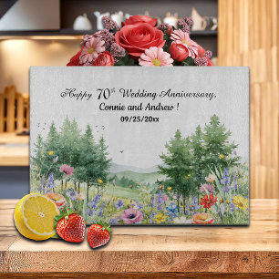Wildflowers Mountains 70th Wedding Anniversary Cutting Board
