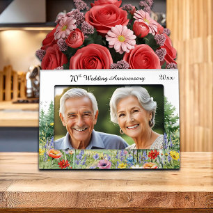 Wildflowers Mountains 70th Wedding Anniversary  Magnetic Frame
