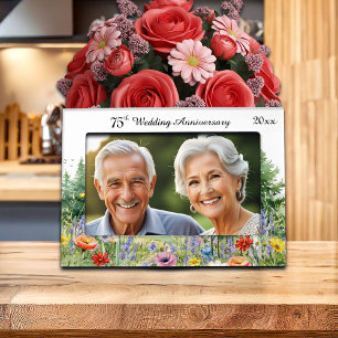Wildflowers Mountains 75th Wedding Anniversary  Magnetic Frame