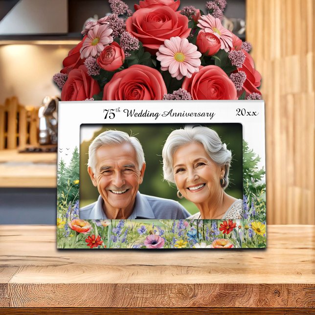Wildflowers Mountains 75th Wedding Anniversary  Magnetic Frame (Creator Uploaded)