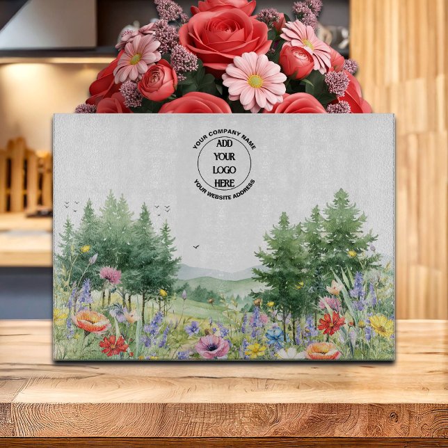 Wildflowers Mountains Business Logo Cutting Board (Creator Uploaded)