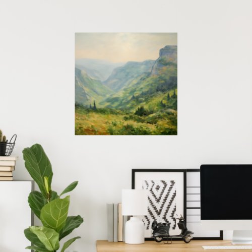 Wildflowers Mountains Landscape_Impressionism Art Poster