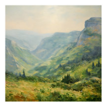 Wildflowers Mountains Landscape-Impressionism Art