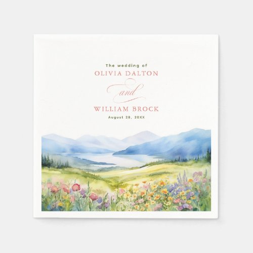 Wildflowers Mountains Nature Elegant Napkins