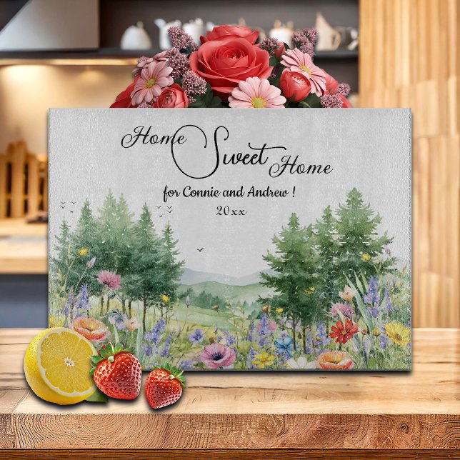 Wildflowers Mountains New Home Gift Cutting Board (Creator Uploaded)