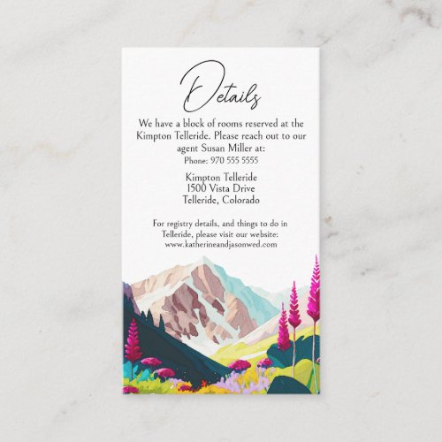 Wildflowers Mountains Watercolor Wedding Enclosure Card