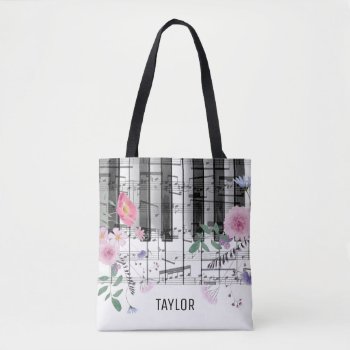 Wildflowers Music Notes Piano Tote Bag by musickitten at Zazzle