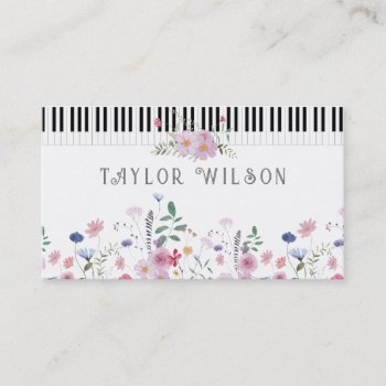 Wildflowers Music Piano Business Card by musickitten at Zazzle