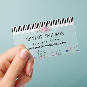 wildflowers music piano clear business cards