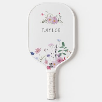 Wildflowers Name Girly Pickleball Paddle by amoredesign at Zazzle