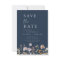 Wildflowers Navy Blue Save the Date Minimalist 