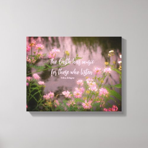 Wildflowers Near Brook Earth Inspirational Quote Canvas Print