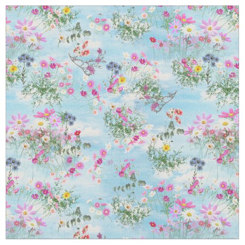 Wildflowers on a  Blue Sky Fabric