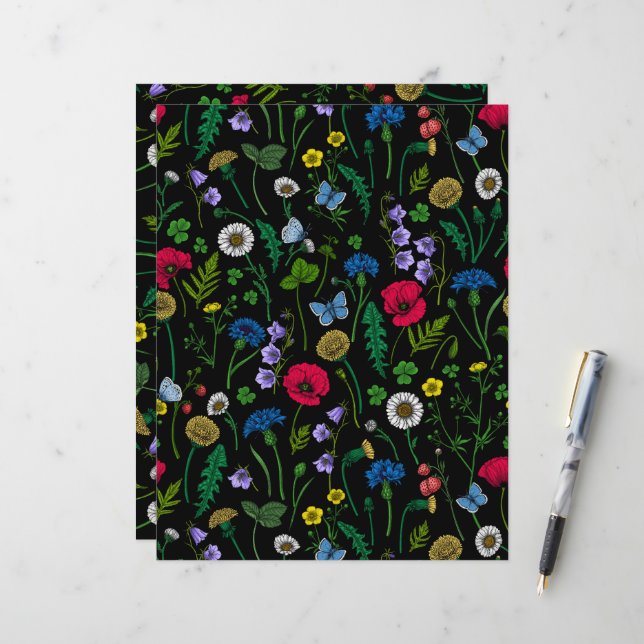 Wildflowers on black (Front/Back In Situ)