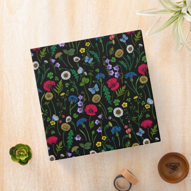 Wildflowers on black 3 ring binder (In Situ)