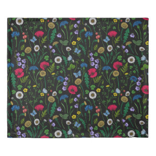 Wildflowers on black duvet cover