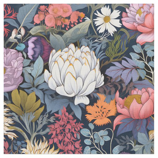 Wildflowers on Black Fabric