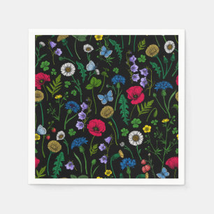 Wildflowers on black napkins