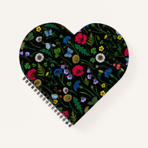 Wildflowers on black notebook