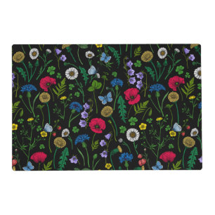 Wildflowers on black placemat