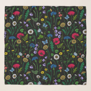 Wildflowers on black scarf