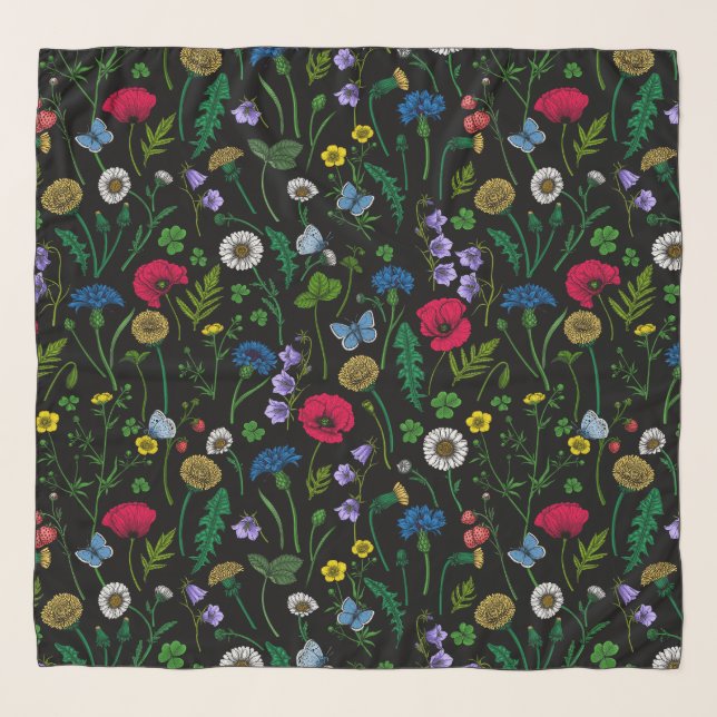 Wildflowers on black scarf (Front)