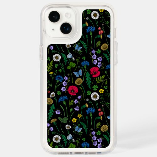 Wildflowers on black speck iPhone 14 plus case