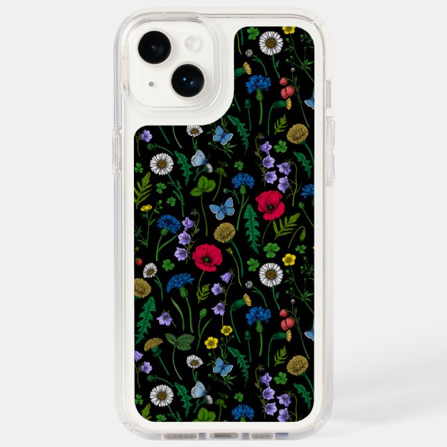 Wildflowers on black speck iPhone case (Front)