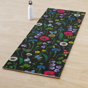 Wildflowers on black yoga mat