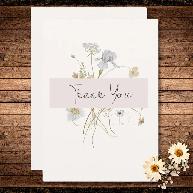 Wildflowers on Cream Wedding Thank You Card | Zazzle