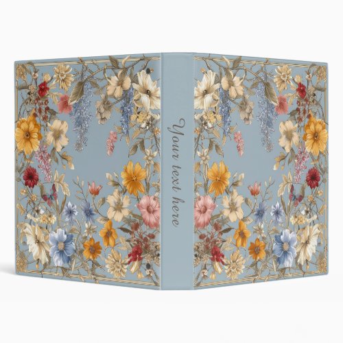 Wildflowers on French Blue 3 Ring Binder