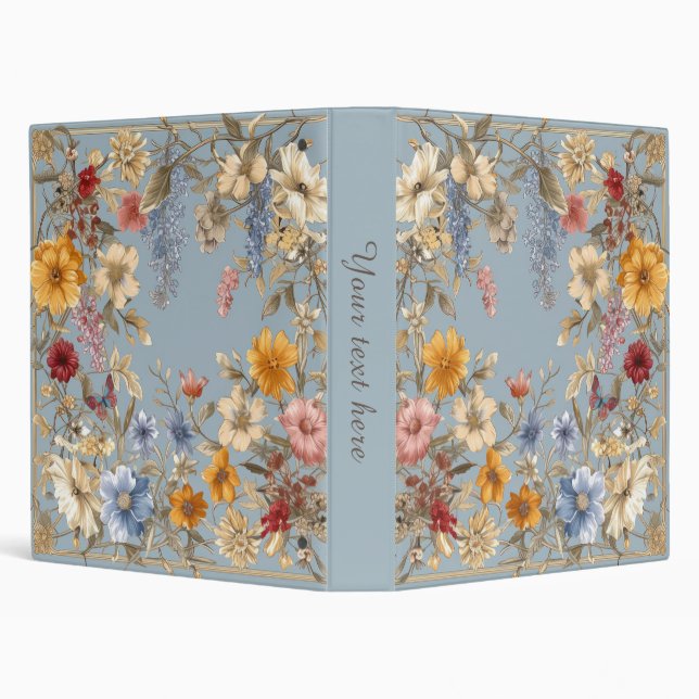 Wildflowers on French Blue 3 Ring Binder (Background)