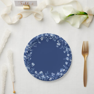 Wildflowers on French Blue Paper Plates