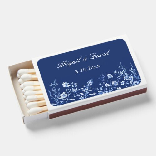 Wildflowers on French Blue Wedding Matchboxes