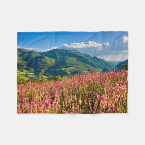 Wildflowers on Hillside  Preci Umbria Italy Fleece Blanket