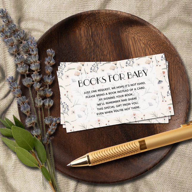 Wildflowers on Ivory Baby Book Request Enclosure Card (Wildflowers on Ivory Books for Baby Baby Shower Enclosure Cards)
