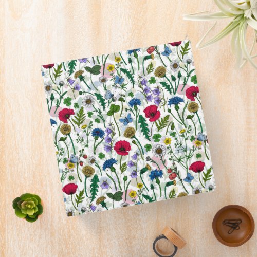 Wildflowers on off white 3 ring binder