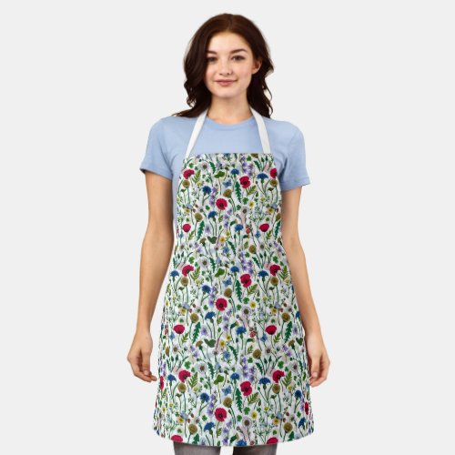 Wildflowers on off white apron