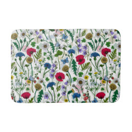 Wildflowers on off white bath mat