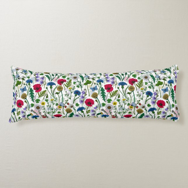 Wildflowers on off white body pillow (Front)