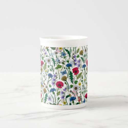 Wildflowers on off white bone china mug