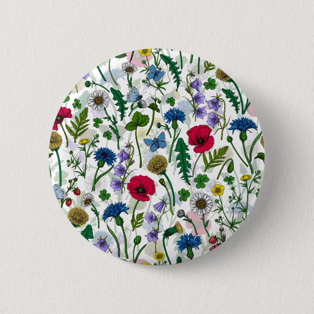 Wildflowers on off white button (Front)