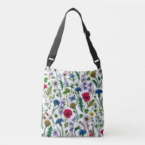 Wildflowers on off white crossbody bag