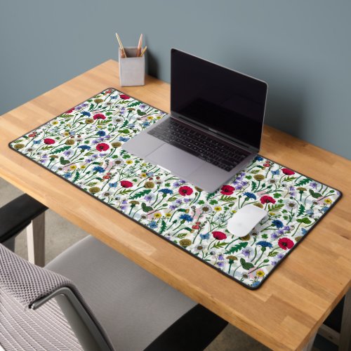 Wildflowers on off white desk mat