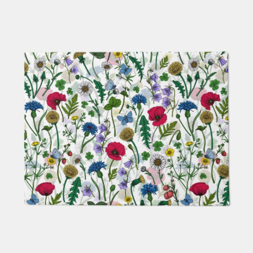 Wildflowers on off white doormat