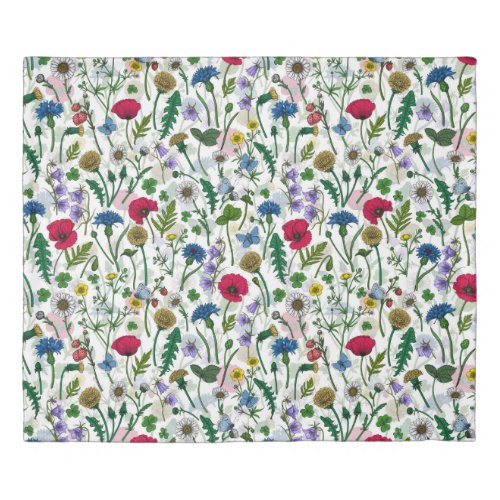 Wildflowers on off white duvet cover