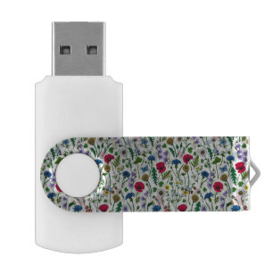 Wildflowers on off white flash drive