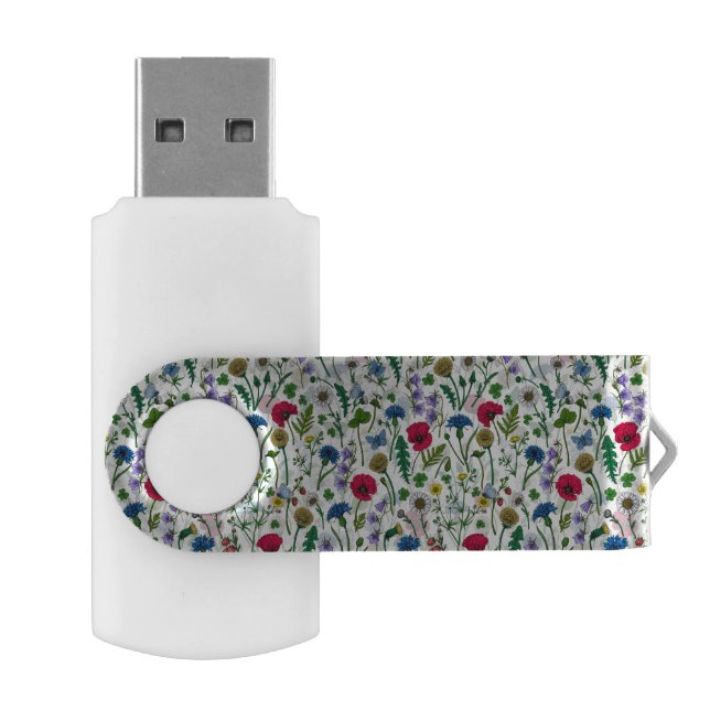 Wildflowers on off white flash drive (Opened)