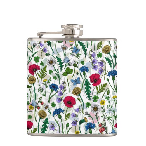 Wildflowers on off white flask